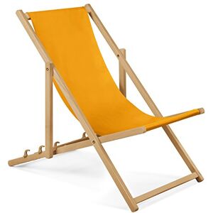 Unbekannt Chaise longue de jardin en bois Fauteuil Relax Chaise de plage jaune - Publicité