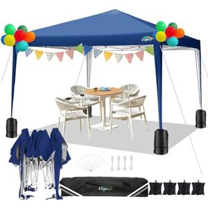 COBIZI Barnum Pliant 3x3,tonnelle Pliante 3x3 imperméable Professionnel Tonnelle de Jardin Tonnelle Pliante Imperméable Tentes de Reception Gazebo de Jardin avec 4 Sac de Sable(Bleu Marine - Publicité