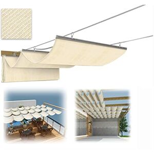 HAONIY Auvent Coulissant de Jardin réglable, Voile d'ombrage pour Patio, Tissu en Polyester Respirant à 95% avec kit de Fixation pour pergola Plage, Taille Personnalisable (Couleur : Beige, Taille : W=1,1 - Publicité