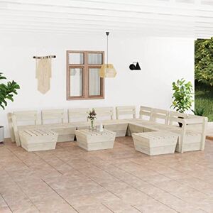 Rantry Meuble de jardin sur palette 11 pièces en bois sapin imprégné, canapé-lit, canapé, salon, canapé, canapé, meuble canapé moderne, canapés pour extérieur, 3 coins + 5 x centrale + 3 tables - Publicité