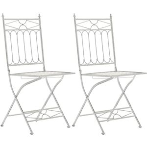 CLP Lot de 2 Chaises De Jardin Pliantes Asina I Chaises D'Extérieur en Fer Forgé pour Terrasse Ou Balcon, Couleur:Blanc Antique - Publicité