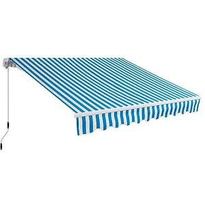 canopee Canopée Store Banne Manuel Extérieur 3 x 2m Auvent Manuel Rétractable avec Angle Réglable pour terrasse et Jardin Rayure Bleu et Blanc (Bleu et Blanc) - Publicité