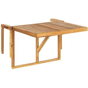 Beliani Table de Balcon Rabattable en Bois d'Acacia Clair pour Balustrade Idéal pour les Petits Espaces Extérieurs - Publicité