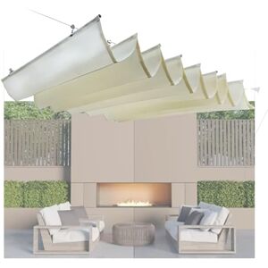 LVLDAWA Voiles D'ombrage Rétractable, Auvent Remplacement Vague Extérieure Voile D'ombrage À Vagues Coulissantes Cour Jardin Patio, Format Personnalisé (Couleur : Blanc, Taille : 2.8x8m) - Publicité