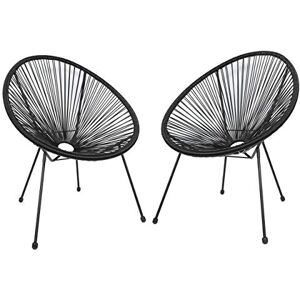 Ambientehome Lot de 2 fauteuils Acapulco Noir - Publicité