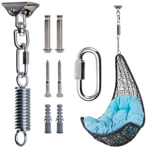 Catime Crochet de Plafond Charge Lourde, 360° Crochet Balancoire Exterieur en Acier Inoxydable avec Vis Fixation Ressort Mousqueton, 450kg Capacité, Crochets de Suspension pour Chaise Hamac Sac de Frappe - Publicité