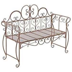 CLP Banc de Jardin Design Antique Minna Banquette de Terrasse en Fer Forgé Style Maison de Campagne Banquette de Blacon Style Rustique pou, Couleur:Marron Antique - Publicité