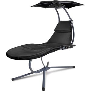 R RANSENERS RANSENERS Chaise Longue de Jardin avec Parasol réglable et Porte-gobelet, Chargeable jusqu'à 160 kg (Noir) - Publicité