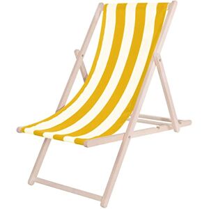 SPRINGOS Chaise Longue Pliable en Bois Massif pour Jardin et Petits balcons Système de sécurité 3 Positions Chaise Longue Pliante en Bois avec Tissu Textile - Publicité