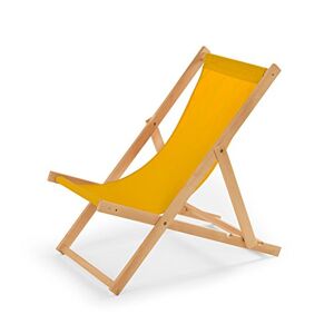 IMPWOOD Chaise longue de jardin en bois, fauteuil de relaxation, chaise de plage jaune - Publicité