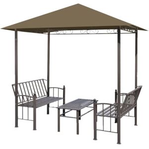 vidaXL Pavillon de Jardin avec Table et Bancs Tonnelle de Terrasse Chapiteau de Jardin Pergola d'Extérieur 2,5x1,5x2,4 m Taupe 180 g/m² - Publicité