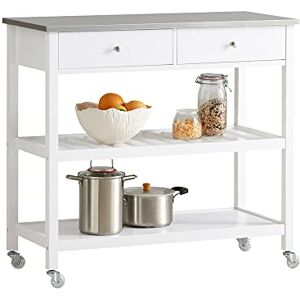 SoBuy FKW47-W Desserte Roulante Chariot de Cuisine de 2 étages avec Grand Plan de Travail en Acier INOX, 100x45x92 cm - Publicité