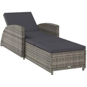 vidaXL Chaise Longue avec Coussin Gris Foncé Bain de Soleil de Jardin Transat de Patio Chaise Longue d'Extérieur Piscine Osier PE Gris - Publicité