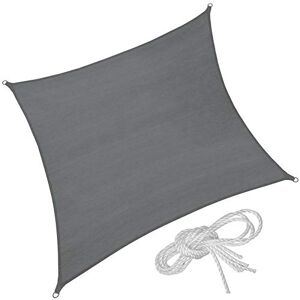 TecTake 800887 Voile d'ombrage Protection UV Solaire Toile Tendue Parasol Carré Gris avec Câbles de Tension Diverses Tailles au Choix (4 x 4 m) - Publicité