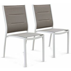 Alice's Garden Lot de 2 chaises Chicago Aluminium Blanc et textilène Taupe - Publicité