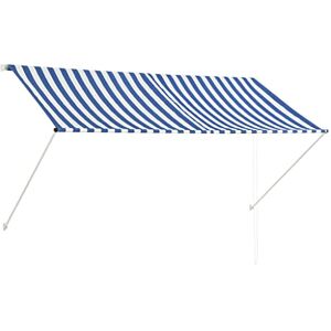 vidaXL Auvent Rétractable 250x150 cm Bleu et Blanc Store Pare Soleil Jardin - Publicité