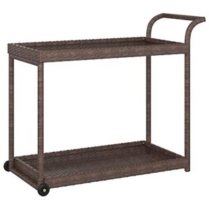 vidaXL Chariot de Bar Chariot de Rangement Chariot Roulant de Service Jardin Patio Cuisine Extérieur Marron 100x45x83 cm Résine Tressée - Publicité