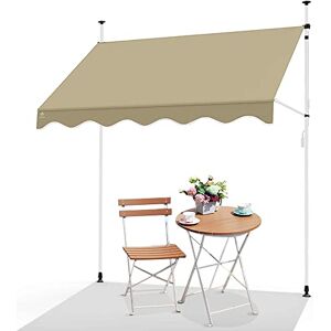 vounot Auvent Manuel Rétractable Résistant aux UV Store Banne de Jardin en Acier Polyester avec Manivelle sans Perçage Auvent Téléscopique Hauteur et Inclinaison Réglable 250cm Beige - Publicité