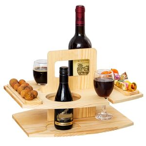 Weduspaty Table de pique-nique portable table de pique-nique en bois table de vin détachable avec 2 porte-greffe et plateau de collation, table de pique-nique à vin avec poignée pour la fête, pique-nique, camp - Publicité