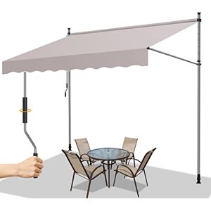 Gimisgu Store Balcon Rétractable avec Manivelle, 400x120cm Auvent Réglable en Hauteur, sans perçage, Protection Solaire et imperméable Résistant aux UV pour Balcon, Terrasse, Beige - Publicité