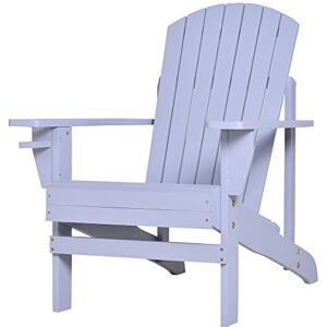 Outsunny Fauteuil de Jardin Adirondack Grand Confort Porte-gobelet intégré Bois de Sapin traité Peint Gris - Publicité