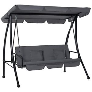 Outsunny Balancelle de Jardin Convertible 3 Places Grand Confort Inclinaison Toit réglable Matelas fourni 2L x 1,25l x 1,7H m métal Polyester Noir Anthracite - Publicité