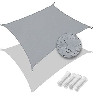 vounot Voile d'ombrage Rectangulaire Imperméable Protection UV 95% en Polyester Résistant et Respirant pour Jardin Terrasse avec Corde 3x2m Gris - Publicité