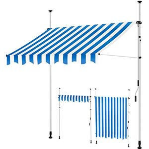 KESSER ® Store banne avec manivelle pour Balcon   Store pour Balcon sans Trous à percer, résistant aux UV, réglable en Hauteur, Hydrofuge, protège du Soleil, Toit de terrasse, Bleu/Blanc, 150cm - Publicité