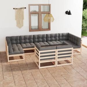 LARRYHOT 3077254 Lot de 9 coussins de jardin en bois massif - Publicité