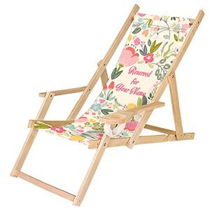 Ferocity Chaise Longue Pliable en Bois avec accoudoirs et Porte-gobelet Noir Motif, personnalisé Pastel Flowers [119] - Publicité