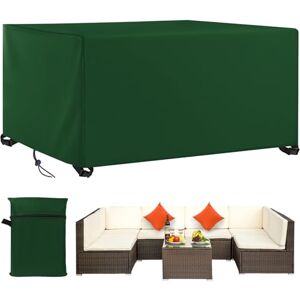 AXFZZRS Grande Housse Salon de Jardin,Vert Housses pour Mobilier de Jardin Imperméable,420D Oxford Tissu Housse de Protection,Bache de Protection Exterieur Salon de Jardin,Anti-UV,380x250x100cm - Publicité