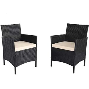 Ambientehome Lot de 2 fauteuils en polyrotin Noir - Publicité