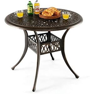 COSTWAY Table Jardin Ronde 90 CM, Table de Jardin en Aluminium avec Trou pour Parasol 5 CM, Pieds Réglables Antidérapants, Structure Robuste, Table Extérieure pour Patio, Piscine, Terrasse, Noir - Publicité