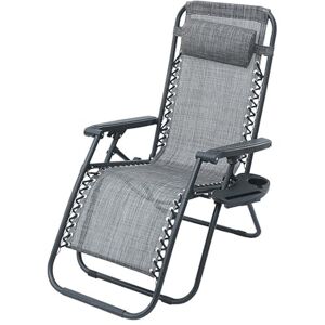 Chaise Longue inclinable Pliante d'extérieur avec Oreiller, chaises de Patio inclinables réglables, Table d'appoint for la Maison/Bureau/Camping/Piscine avec Porte-gobelet (Color : Texture Gray) - Publicité