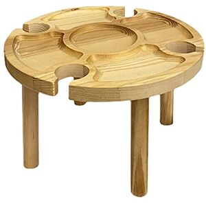 MOVKZACV Table de pique-nique 2 en 1 pliable en bois avec support pour verre de vin, mini table pour la randonnée, le camping, le dîner en plein air, table légère (pieds ronds, taille : 30 x 16 cm) - Publicité