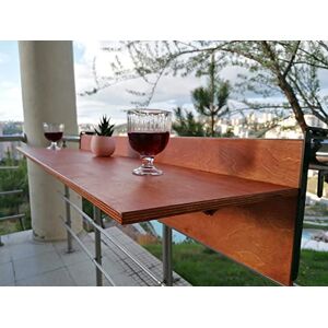 Table de bar de balcon pour balustrades, table de terrasse pliante en bois réglable pour terrasse, appartement, jardin (châtaigne, 61 cm de long x 30 cm de large) - Publicité