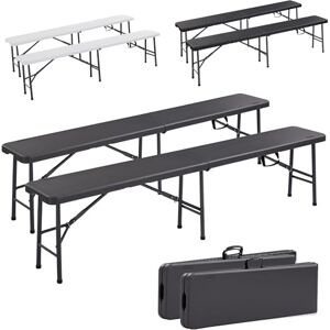 AREBOS Lot de 2 bancs pliants Poignée de transport 183 x 28 x 43 cm Pour camping, jardin, fête, camping, tente à bière, banc de jardin, banc Anthracite AR-HE-KB183A - Publicité