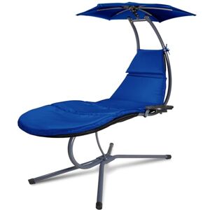 R RANSENERS RANSENERS Chaise Longue de Jardin avec Parasol réglable et Porte-gobelet, Chargeable jusqu'à 160 kg (Bleu) - Publicité