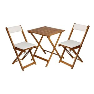 Spetebo Ensemble de meubles bistrot en bois d'acacia avec coussins de chaise, 2 chaises pliantes + table pliante - Publicité