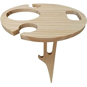 Zasvec Table à Vin Portable D'extérieur Porte Bouteilles de Pique Table de Vin Portable Pliable en Bois Mini Table Pliable Ronde Table de Pique-Nique Table de Plage pour Jardin Plage Camping - Publicité