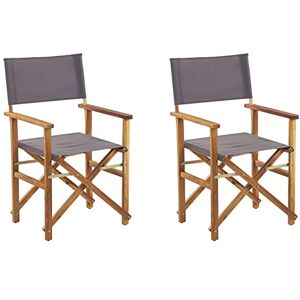 Beliani 2 Chaises Fauteuils Metteur en Scène Pliantes en Bois Acacia Clair avec Accoudoirs et Assise Gris Idéales pour Jardin Boho et Rétro - Publicité