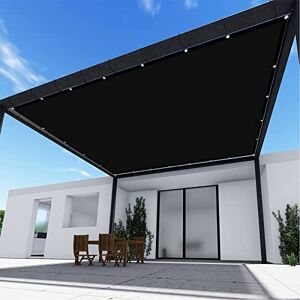 Auvent Voile de Protection Solaire 1,2 x 2,4 m, Hydrofuge, carré, pour Piscine, fête, Distributeur d'ombrage, Polyester PES, Bloc UV à 98% avec Accessoires en Acier Inoxydable, Noir - Publicité