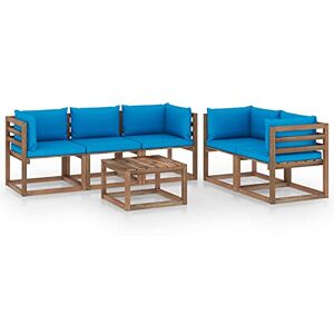 Tidyard Salon de Jardin 6 pièce avec Coussins Bleu Clair, Ensemble de Mobilier de Jardin, Canapé de Exterieur Ensemble de Meubles pour Balcon Terrasse Style A - Publicité