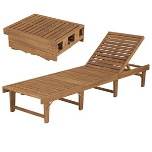 GaRcan Chaise Longue Pliante en Bois d'acacia Massif, Chaise Longue inclinable et réglable, Dossier réglable, pour Toutes Les Conditions météorologiques pour terrasse, Plage, Cour, piscin - Publicité