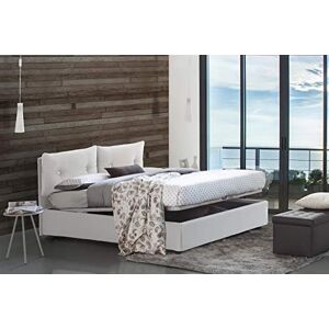 Talamo Italia Lit double Morena, Lit conteneur avec revêtement en cuir écologique, 100% Made in Italy, Ouverture frontale, avec matelas Cm 160x200 inclus, Blanc - Publicité