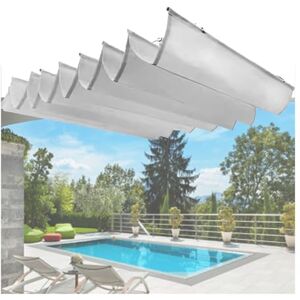 LVLDAWA Couverture D'ombre Rétractable, Voile D'ombrage Remplacement Waterproo Wave pour L'extérieur, Auvents D'ombrage Remplacement en Forme U À Fil Coulissant (Couleur : White, Taille : 2.4x8m) - Publicité