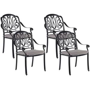 Beliani Lot de 4 Chaises de Jardin en Aluminium Noir Coussins Beiges Ancona - Publicité