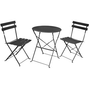 AKORD Set de Bistro pour Balcon Orion   2 Chaises Pliables et 1 Table Ronde   Salon de Jardin   Ensemble de Chaises de Table Bistrot en Métal   Noir - Publicité