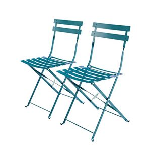 Alice's Garden Lot de 2 chaises de Jardin Pliables Emilia Bleu Canard Acier thermolaqué - Publicité