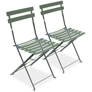 Alice's Garden Lot de 2 chaises de Jardin Pliables Emilia Vert de Gris Acier thermolaqué - Publicité